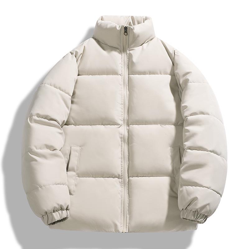 Men's Korean Autumn/Winter Casual Solid Color Short Cotton Jacket with Stand Collar.
