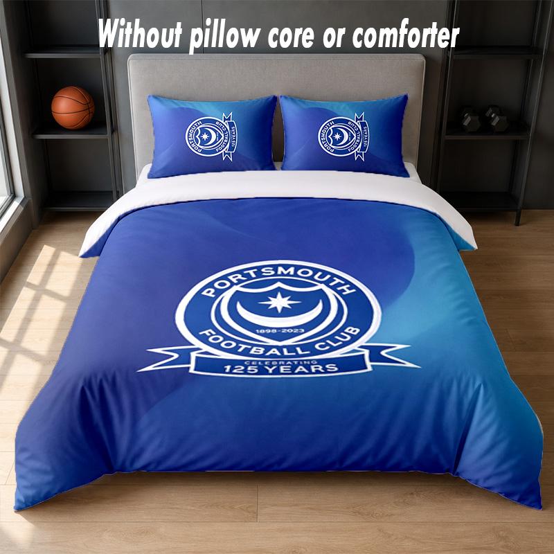 Set Biancheria da Letto Design Portsmouth FC 1 Copripiumino + 2 Federe Morbido Traspirante Biancheria da Letto per la Casa