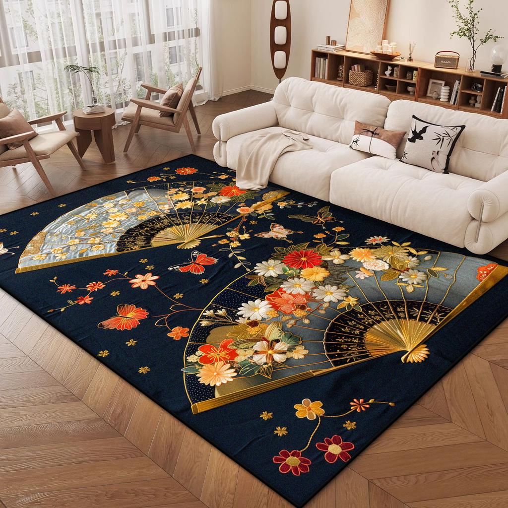 Orientalischer Luxus Dekor Wohnzimmer Teppiche Blumendesign Weiche Raumdekoration Ästhetischer Schlafzimmerteppich Arbeitszimmer Rutschmatte Leicht zu reinigen