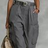 Cargo-Hose Verstellbare Beinöffnungen Volle Knöchellänge Seitentaschen Baggy-Hose Einfarbige Locker geschnittene Streetwear Freizeit-Hose