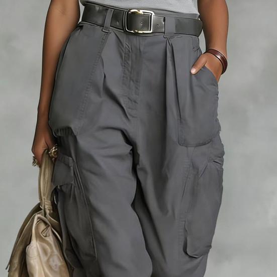 Cargo-Hose Verstellbare Beinöffnungen Volle Knöchellänge Seitentaschen Baggy-Hose Einfarbige Locker geschnittene Streetwear Freizeit-Hose