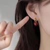 925 Sterling Silver Heart Earrings for Women - Red Zodiac New Year Niche Gift