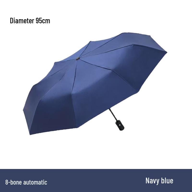 8-Rib Automatic Three-Fold Umbrella with Logo, Thickened Black Glue for Sun and Rain