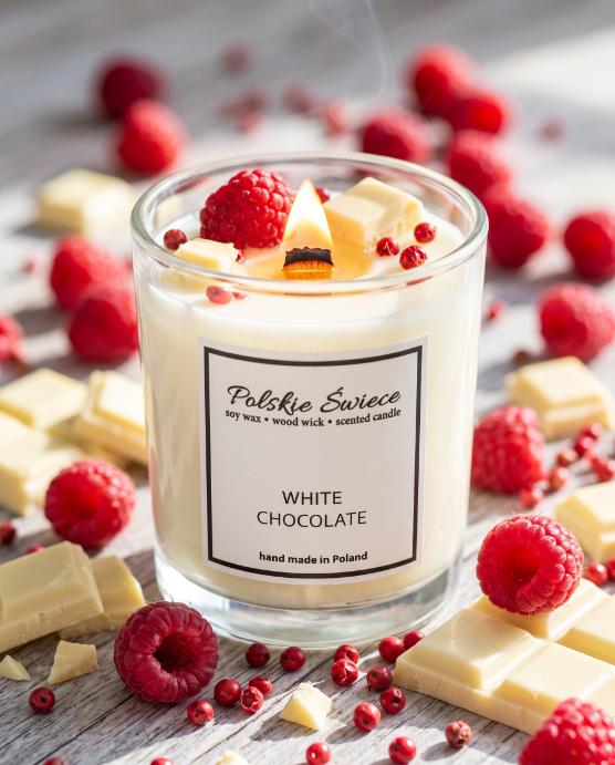 soy candle with a wooden wick + WHITE CHOCOLATE