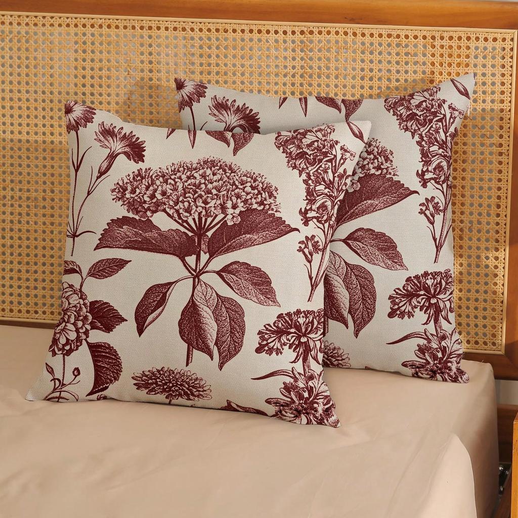 1Pc Vintage Navy Floral Pillow Covers - Polyester, 2D Double-Sided Printed, Decorative Pillow Cases For Sofa & Bedroom, Perfect