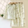 2026 New Women's Spring and Autumn Women's Pajama Set 100% Cotton Gauze National Style Long Sleeve Home Clothes Two Piece Set
