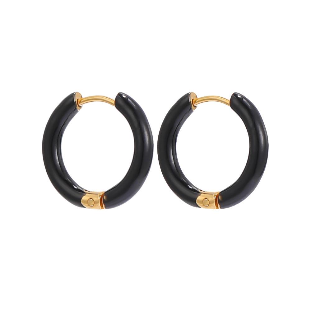 Fashion Fine Jewelry Earrings 2023 Women Simple Small 12mm Huggie Cartilage 18K Gold Plated Stainless Steel Enamel Hoop Earrings