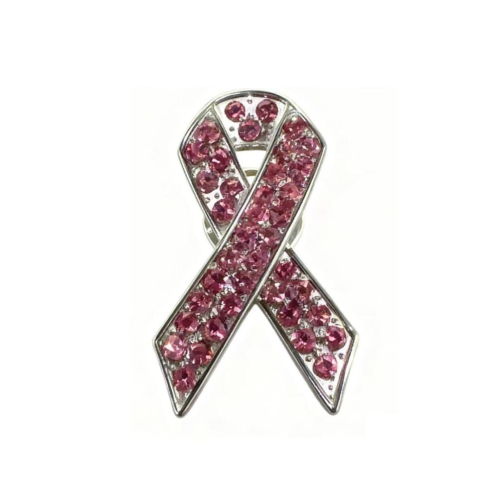 

Full Diamond Ribbon Style Brooch Unisex Anti-AIDS Alloy Badge Personalized Creative Clothing Backpack Scarf Accessories Brooch рожевий
