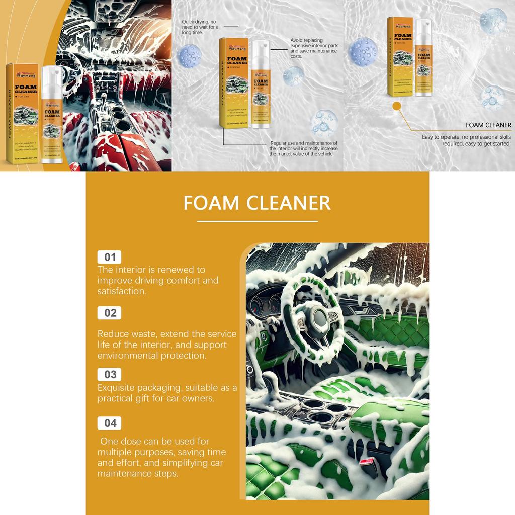 Rayhong Car Foam Cleaner 100ml Premium Foam Cleaner For Interior Care And Protection