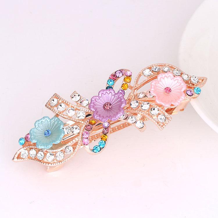 Colorful Pearl & Rhinestone Flower Bow Hair Clip
