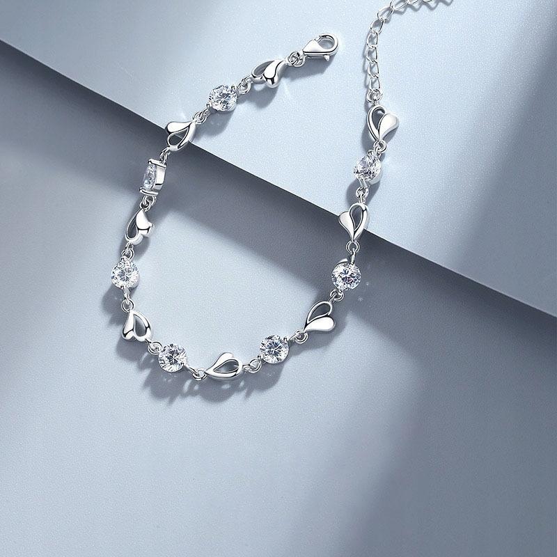 SILVER Necklace Women' Chain Heart Pendant As a gift + SET