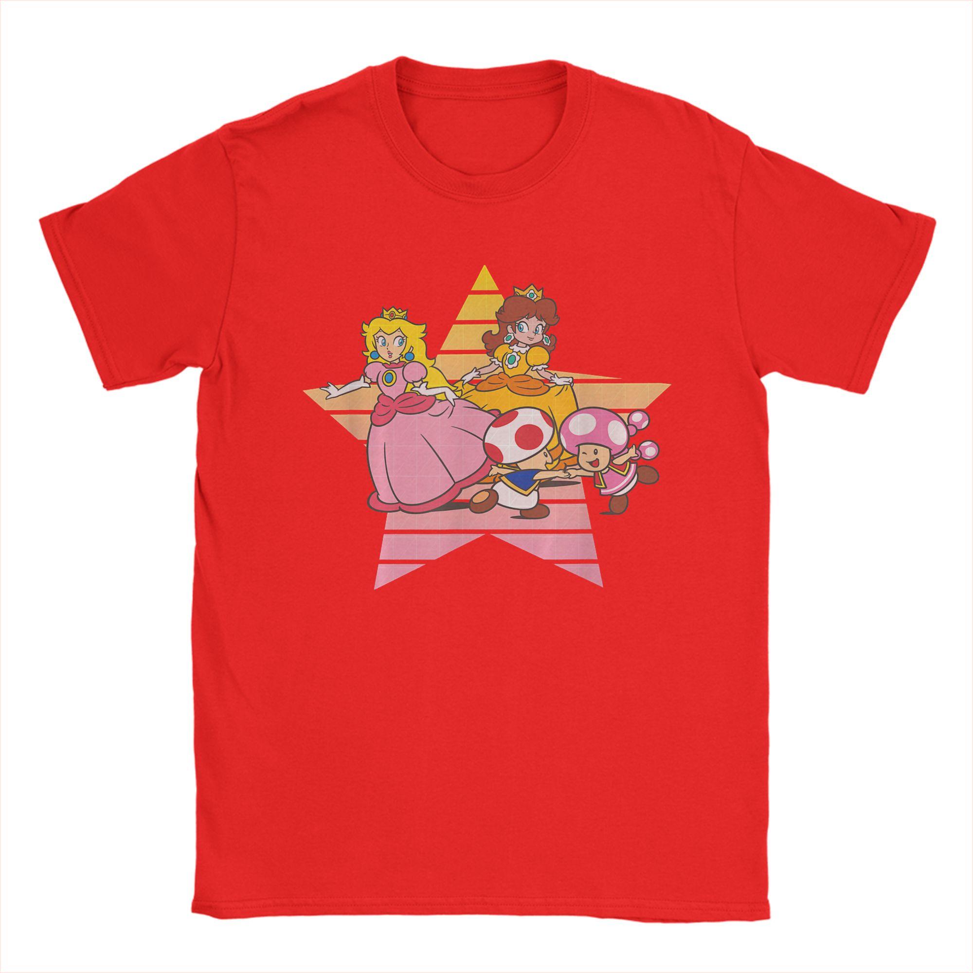 

Super Marios Bros Princess Peach Daisy Star Duo TShirts for Unisex Pure Cotton Tees Crew Neck Short Sleeve T Shirts Printed Tops S
