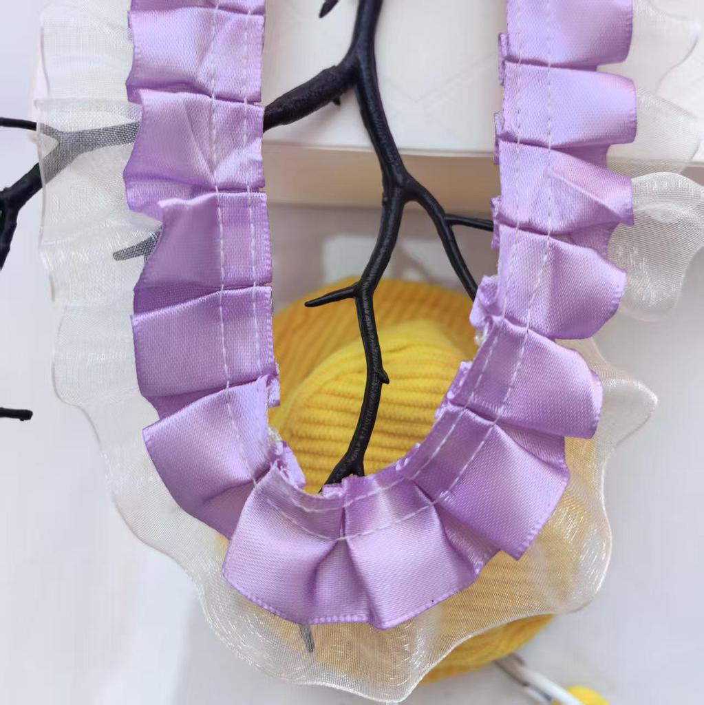 4cm Çift Katlı Şifon Pileli Dantel Kenarlı Kendin Yap Prenses Fırfırlı Kenar Kurdele