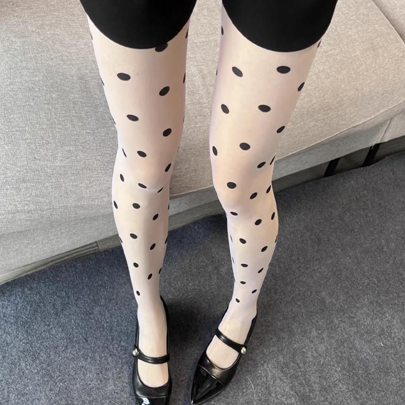 Vintage Korean Polka Dot Sheer Tights Women High Waist Pantyhose Silk Tights Women Slimming Sexy Stockings High Elastic Leggings