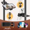 CAHAYA [2-Way Microphone Stand with Cell Phone Holder] Straight, with 1 Gooseneck Arm, 1 Cell Phone Holder, 2 Mic Clips, 3 Cable Covers, 1 Storage