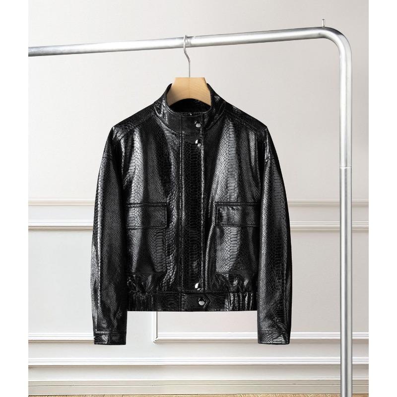 Red Short Soft Leather Jacket for Women Spring Autumn Loose Fit Casual Coat Petite Size