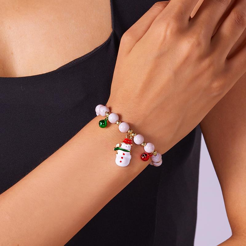 Weihnachten Bunte Perlen Mehr Element Anhänger Armbänder Für Frauen Weihnachtsmann Schneeflocke Baum Elch Armband Party Schmuck