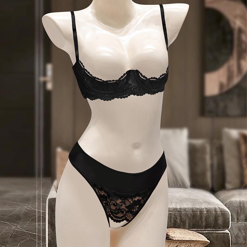 Sexy Women's Bra Panties Lace Set with Leg Rings Neck Rings Sex Underwear