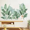 2pcs Tropical Green Leaves Wall Stickers Self-adhesive Wall Murals Wallpaper Home Decor For Bedroom Living Room