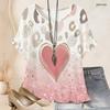 Women Plus Size Loose Batwing Sleeve Top Round Neck Colorful Graffiti Heart Star Print Casual Short Sleeve Tunic Blouse