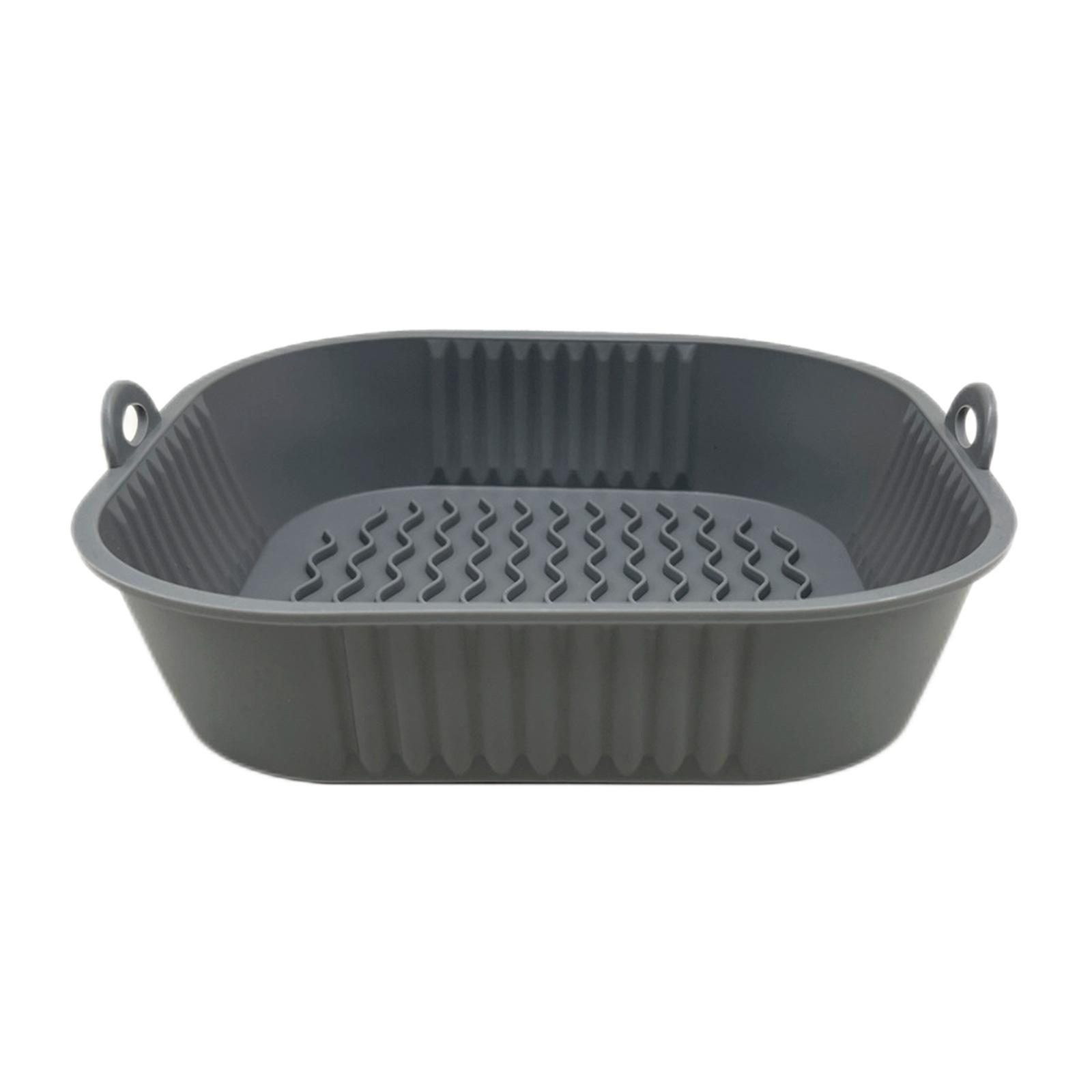 

Силиконовый противень для выпечки аэрофритюрницы, складной, сменный, квадратный, 19 см, противень для выпечки аэрофритюрницы в духовке с ручкой, кухонные принадлежности серый