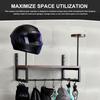 Wooden Helmets Hanger with Hooks Retro Moto Gear Storage Rack Wall Mounted Metal Helmets Stand Motorcycle Accesories Organizer
