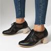 Chaussures Mocassins à Talons Courts pour Femmes Élégantes à Lacets en Maille Blanc Noir Chaussures à Talons Moyens Chaussures Féminines Respirantes