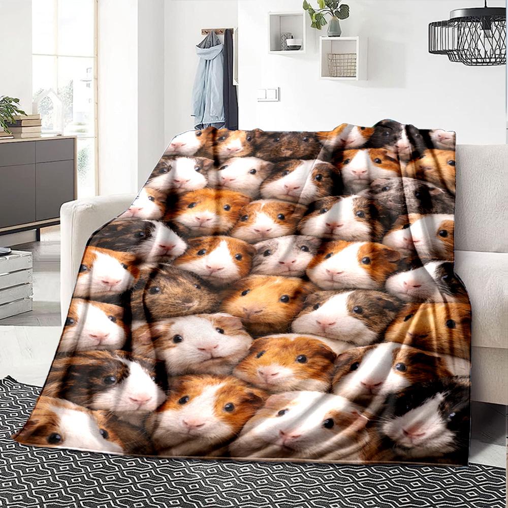 Guinea Pigs Print Flannel Blanket High Quality Warm Comfortable Cover for All Seasons Perfect for Gifts Home Decor