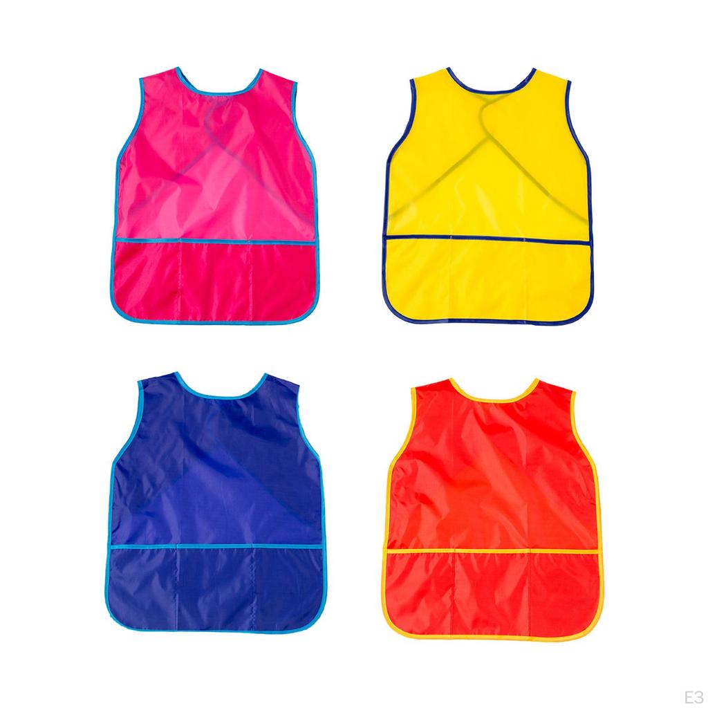 Smocks Painting Aprons Sleeveless Art Supplies Waterproof with Pocket Bib for Cooking Baking