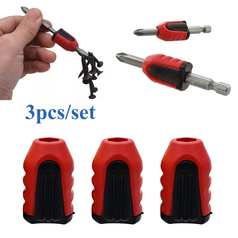 3PCS Magnetizer Drill-Bit Magnetic Ring Magnet Screwdriver Bit Holder Head Lock