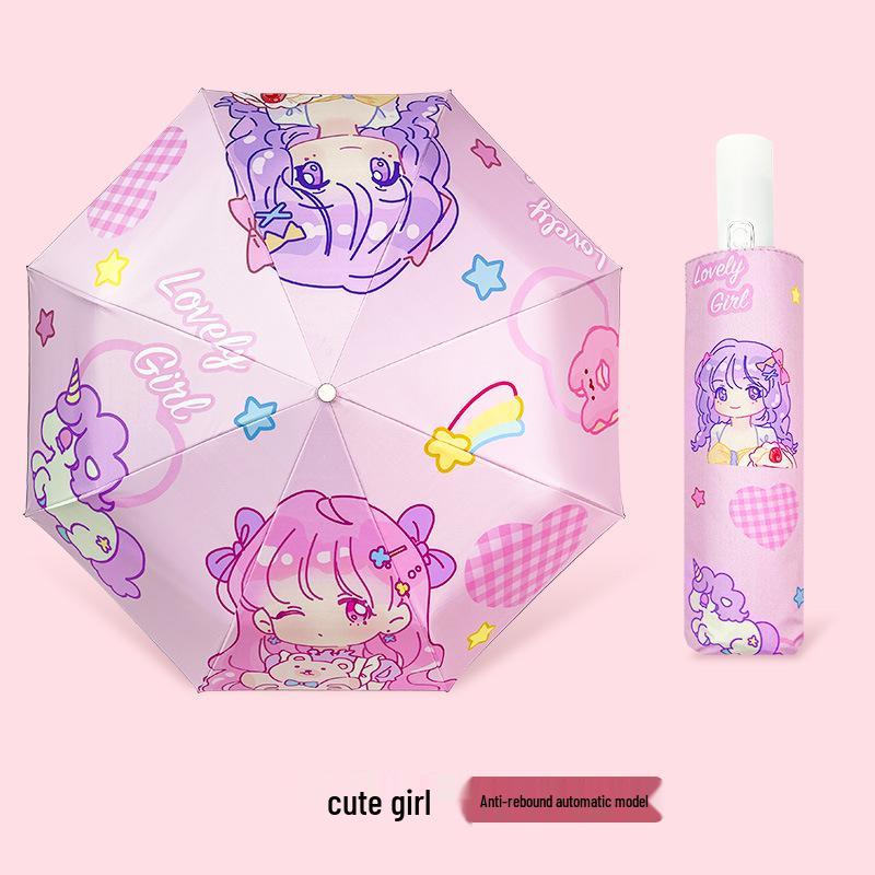Children's Cartoon Fully Automatic Safety Umbrella: Rain or Shine, Reflective, Foldable, Anti-Rebound Design