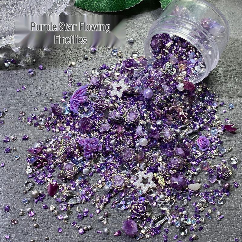 

High-Quality Irregular Crystal Crushed Stone for Nail Art – Trending DIY Material with Floral Design and Flowing Sand Effect 10ml [Random Flower Quantity]