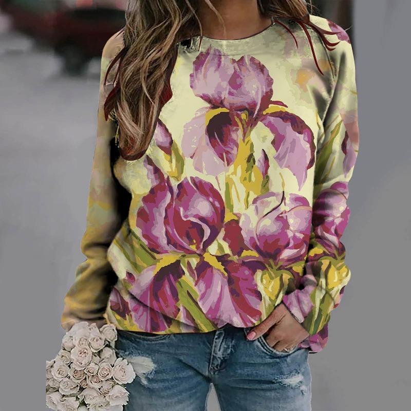 Summer Flower 3D Printed Sportswear for Women's Casual Long Sleeved Clothing