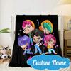 Custom Name KPop Cartoon Blanket Bed Sofa Blanket Flannel Blanket for Camping, Hiking, Picnic Essentials,gift for Fan Family