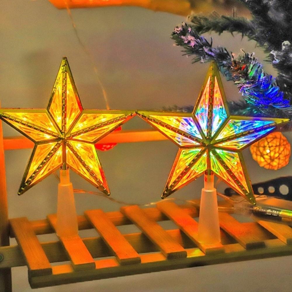 Five-pointed Star Christmas Tree Topper Glitter Shining Glowing Star Light New Year Celebration