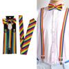 Clip on Suspenders+Striped Necktie+Bow Tie for Teen Girl Uniform Masquerades Tie
