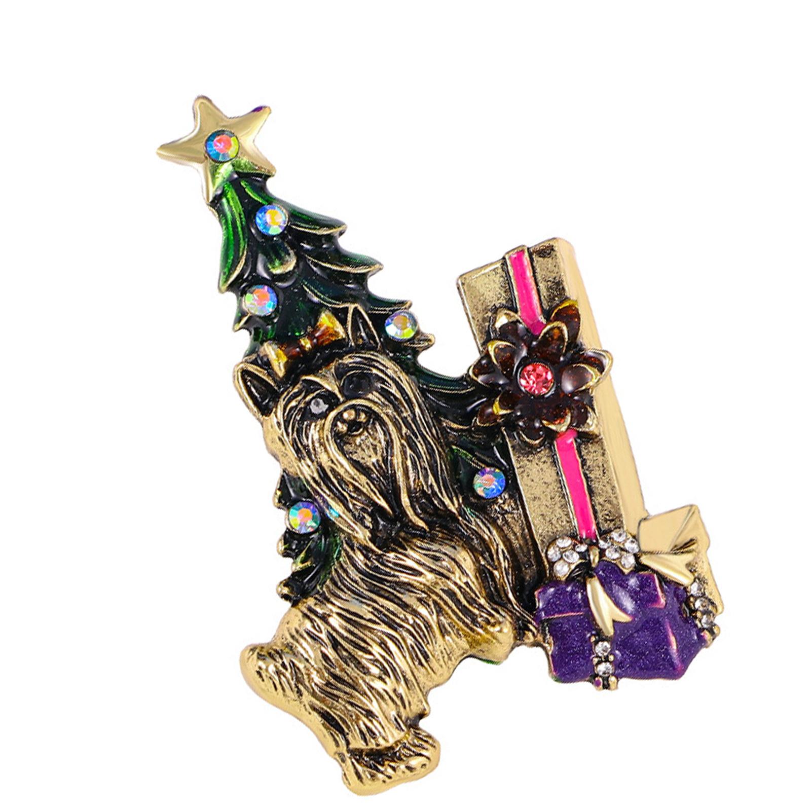 

Прекрасная эмалевая брошь «Собака с рождественской елкой», прочные материалы из цинкового сплава, модная булавка, ювелирный аксессуар для одежды