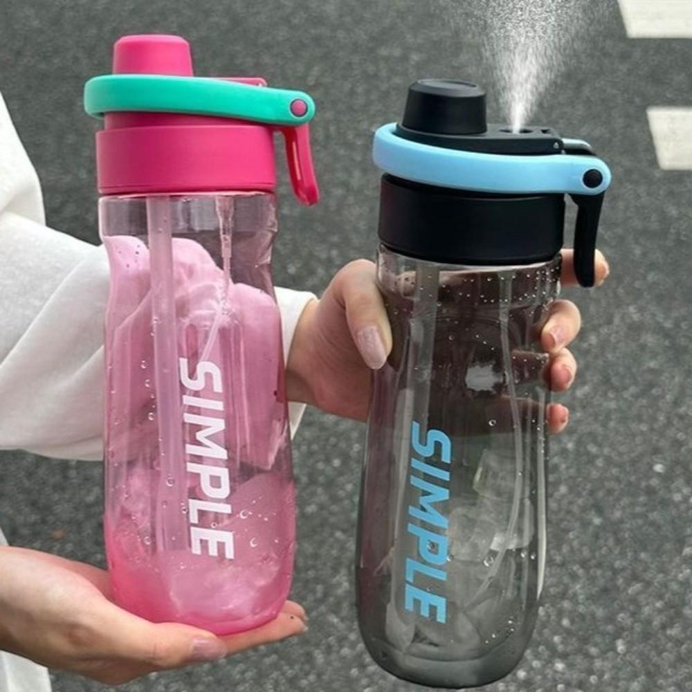 With Straw Drinking Bottles Portable Drinking Cup Outdoor Goods Spray Bottle Outdoor