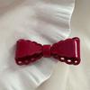 Festive Wine Red Bow Duckbill Hair Clip - Sweet Retro Style