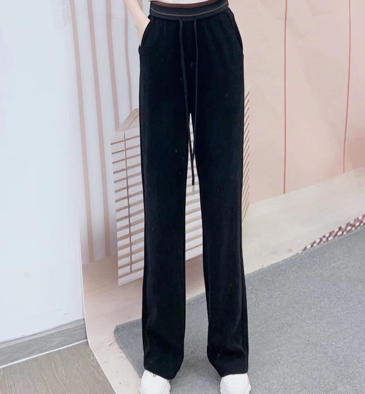 

Clearance Spring/Autumn High-Waisted Slimming Wide-Leg Pants - Han Style Fashion, Versatile & Casual XXL (128-140 lbs) чёрный