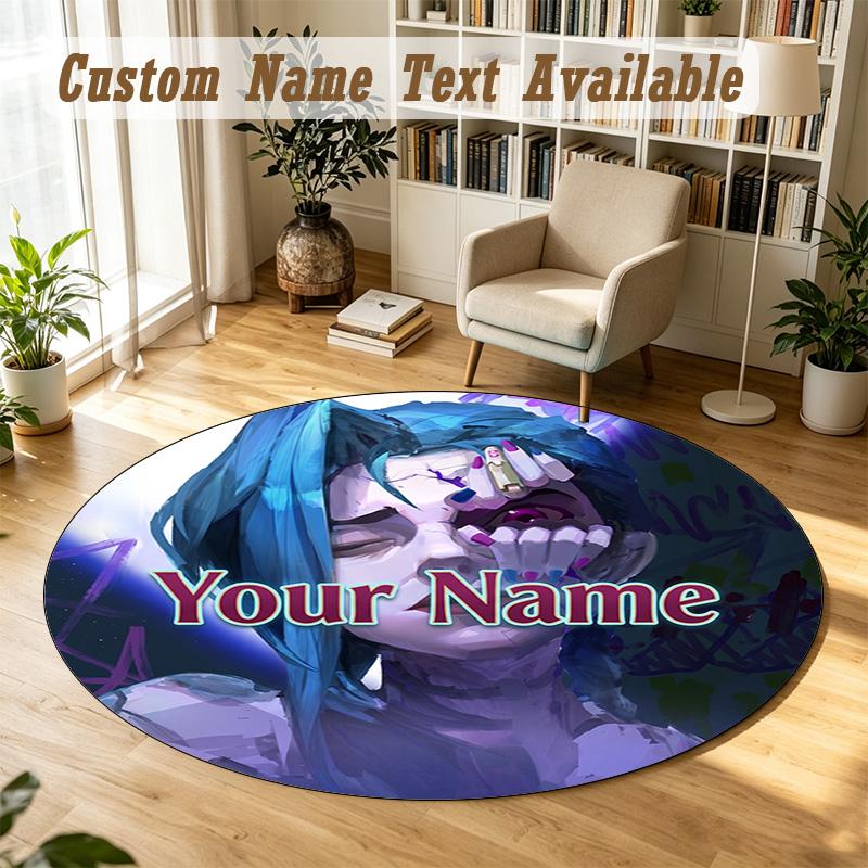 Arcane Personalized Round Rug Support Custom Name, Soft Home Decor Mat