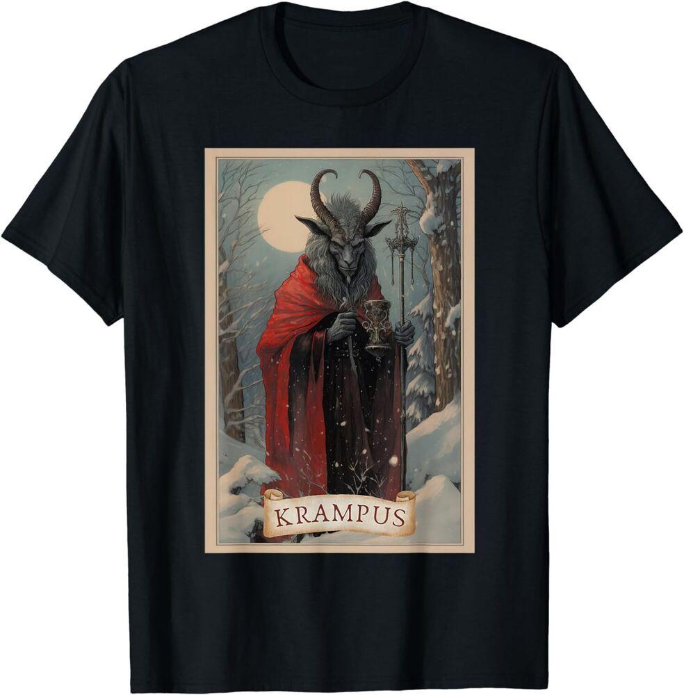 

Krampus Tarot Card Design Xmas Hail Santa Christmas Clothing Unisex T-Shirt 2XL