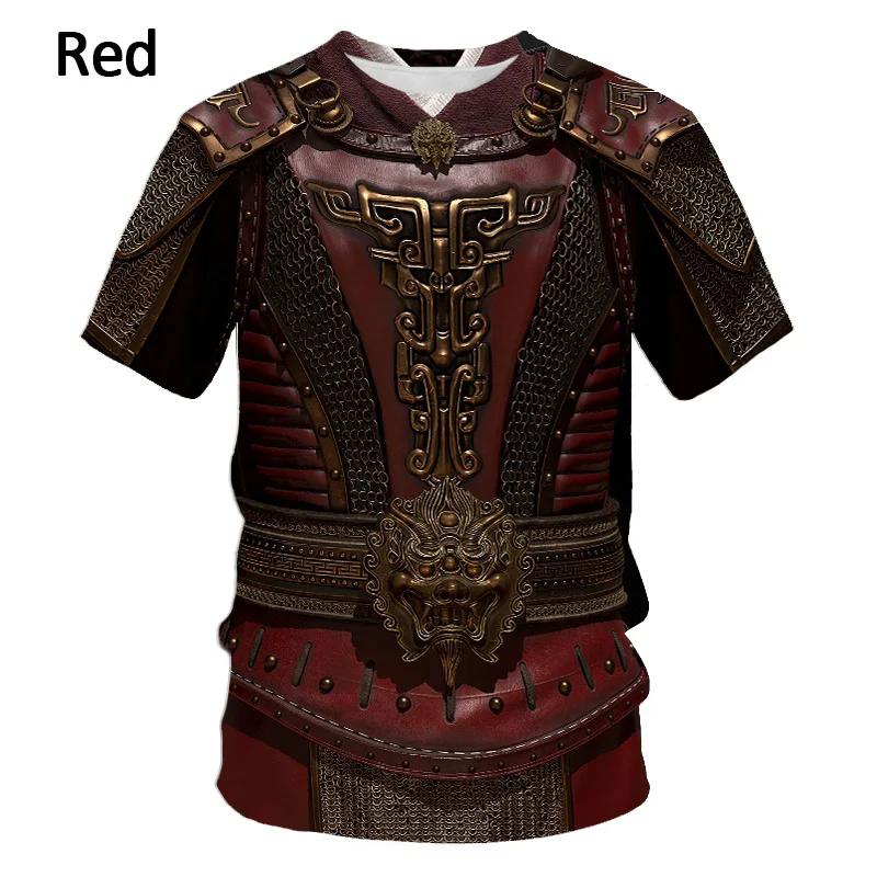 Summer New Men's T-shirt 3D Printed Armor Pattern Fashionable and Trendy Comfortable Round Neck Plus Size Short Sleeve