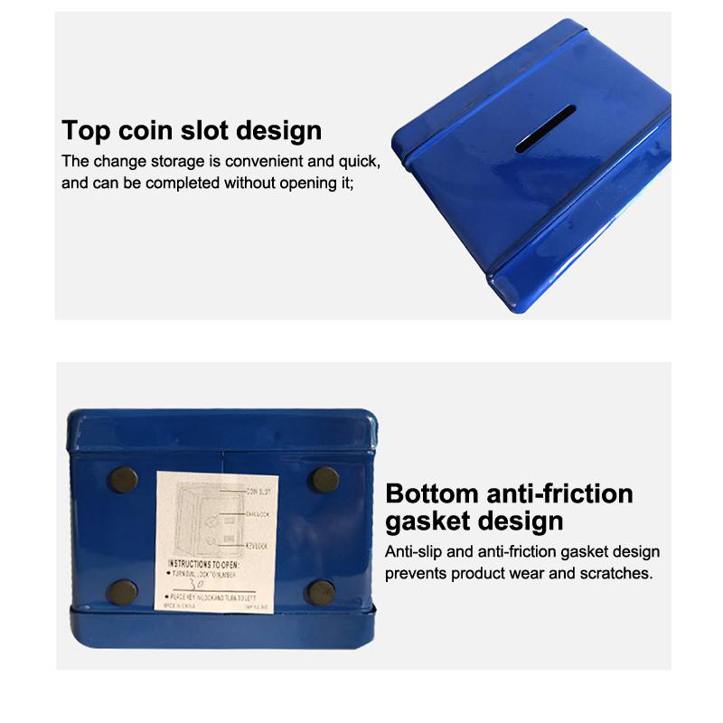 Frcctre Kids Safe Bank, Money Box With Coin Tray, Mini Locker Small Safe Storage Box Piggy Bank With Combination Lock And Key