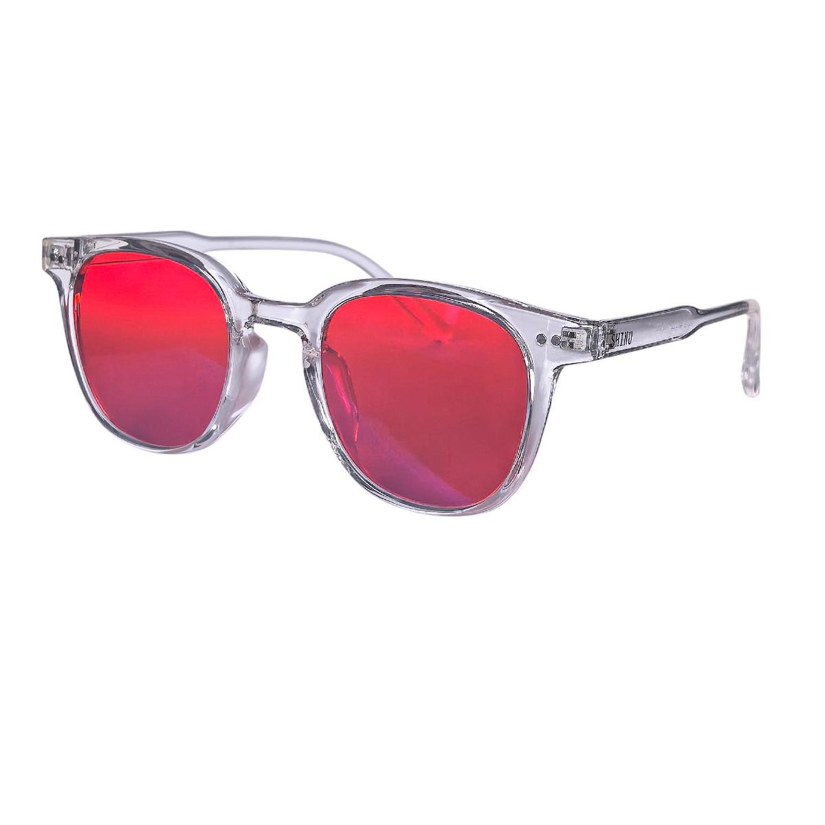

SHINU Red Lenses Round Glasses Women Orange Lens Glasses Men Blue Light Filter Lenses For Better Sleep Long Time Gaming Eyewear