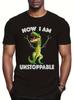 Herren Schwarzes T-Rex Grafik-T-Shirt - "Now I Am Unstoppable" Aufdruck, Lässig Kurz S