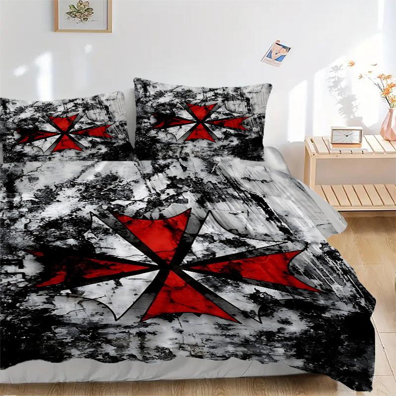 

3pcs Resident Evil Comforter Set - Four Seasons Home High,Machine Washable Bedspread with Pillowcases (No Filling) yy250909021 135x200cm