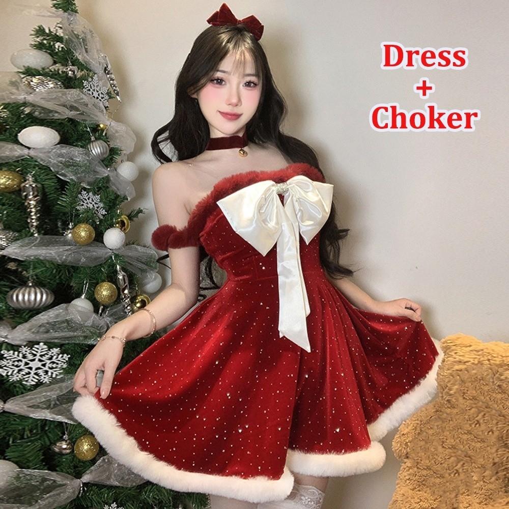 Red Velvet Santa Claus Coat Xmas Cosplay Outfit Fashion Cosplay Costumes Holiday Party