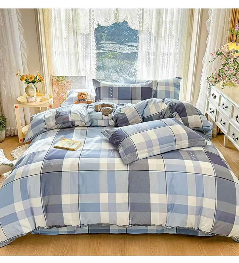Class A Pure Cotton Bed Sheet, Duvet Cover, and Pillowcase Set – Available in Three-Piece or Four-Piece, All Seasons, Home/Homestay