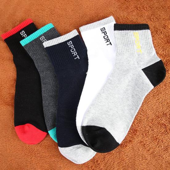 5 Pairs Men's Crew Socks Moisture-Wicking Athletic Socks Soft Breathable